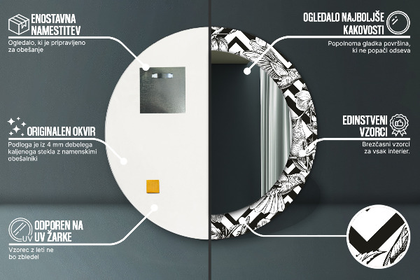 Kerek tükör díszítéssel Kolibrik