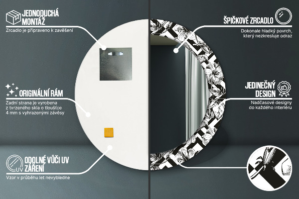 Kerek tükör díszítéssel Kolibrik