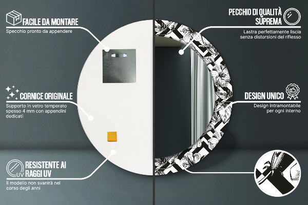 Kerek tükör díszítéssel Kolibrik