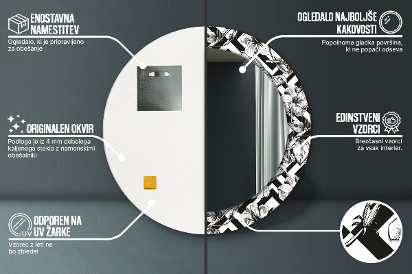 Kerek tükör díszítéssel Kolibrik