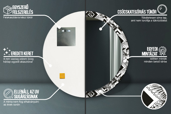 Kerek tükör díszítéssel Kolibrik