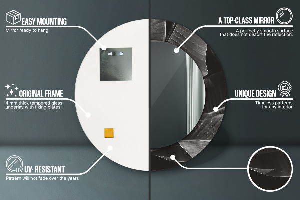 Kerek tükör nyomtatott kerettel Trópusi pálmafák