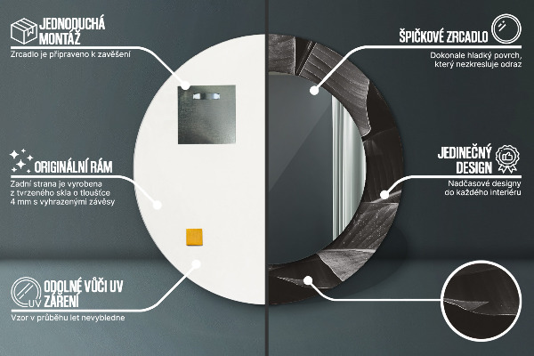 Kerek tükör nyomtatott kerettel Trópusi pálmafák