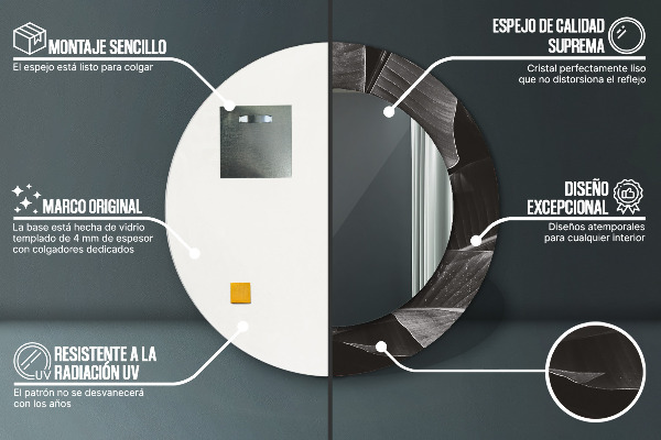 Kerek tükör nyomtatott kerettel Trópusi pálmafák