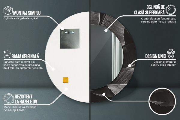 Kerek tükör nyomtatott kerettel Trópusi pálmafák