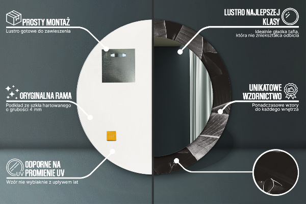 Kerek tükör nyomtatott kerettel Trópusi pálmafák