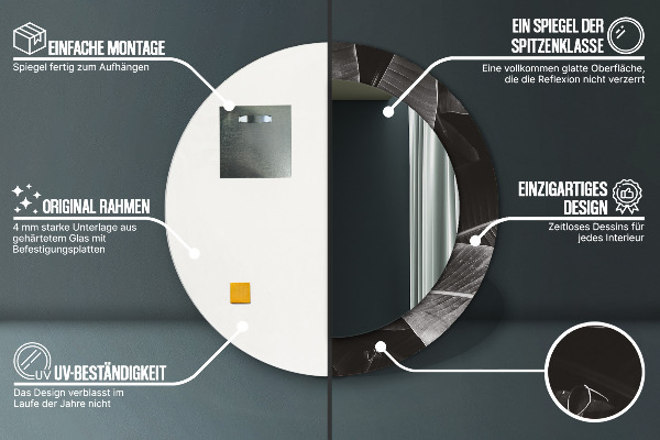 Kerek tükör nyomtatott kerettel Trópusi pálmafák
