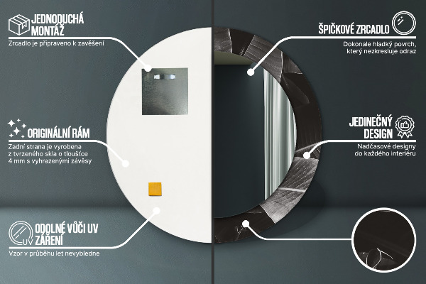 Kerek tükör nyomtatott kerettel Trópusi pálmafák