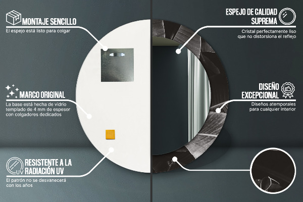 Kerek tükör nyomtatott kerettel Trópusi pálmafák