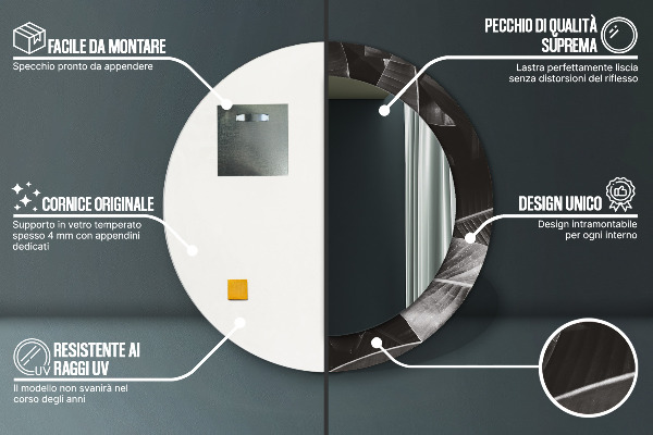 Kerek tükör nyomtatott kerettel Trópusi pálmafák