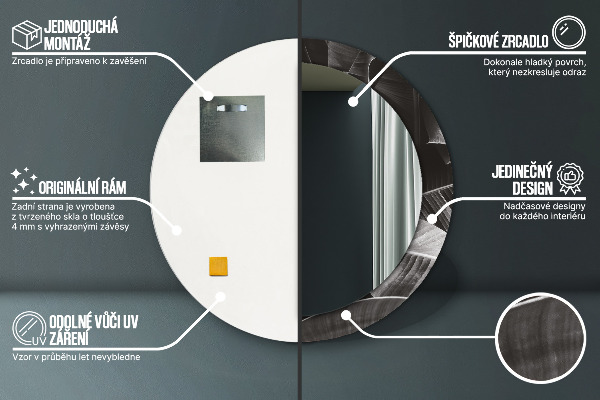 Kerek tükör nyomtatott kerettel Trópusi pálmafák