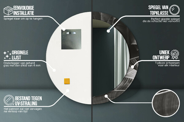 Kerek tükör nyomtatott kerettel Trópusi pálmafák