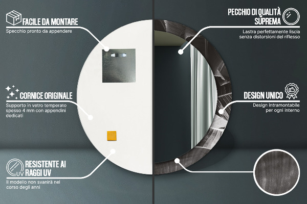 Kerek tükör nyomtatott kerettel Trópusi pálmafák