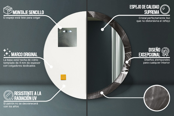 Kerek tükör nyomtatott kerettel Trópusi pálmafák