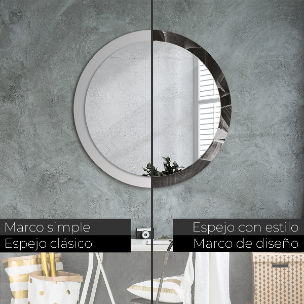 Kerek tükör nyomtatott kerettel Trópusi pálmafák