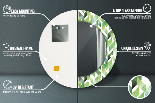 Kerek tükör fali dísz halszálkás