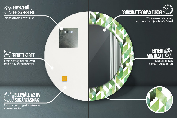 Kerek tükör fali dísz halszálkás