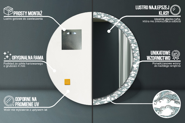 Kerek tükör díszítéssel Felhők