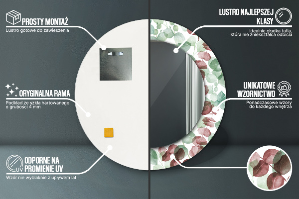 Kerek díszes tükör Eukaliptusz