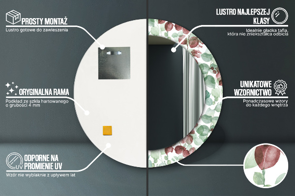 Kerek díszes tükör Eukaliptusz