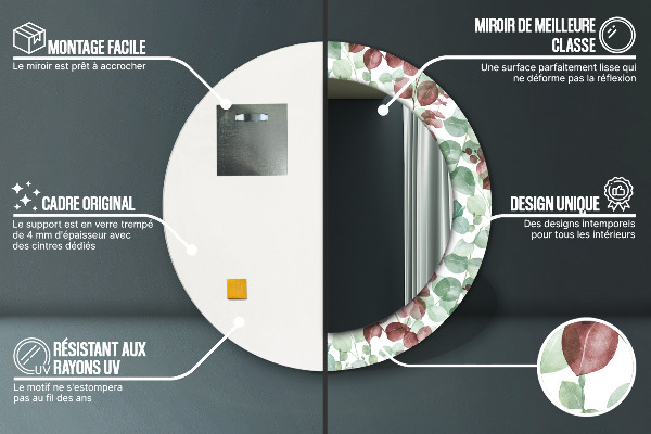 Kerek díszes tükör Eukaliptusz