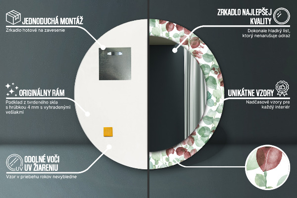 Kerek díszes tükör Eukaliptusz