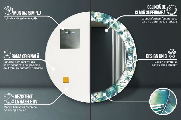 Kerek tükör fali dísz Levelek