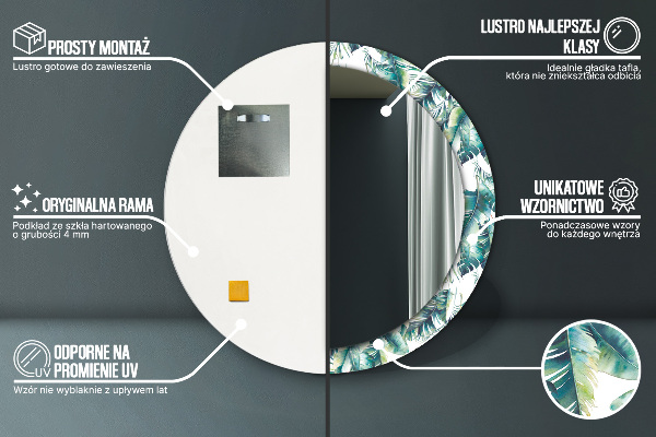 Kerek tükör fali dísz Levelek