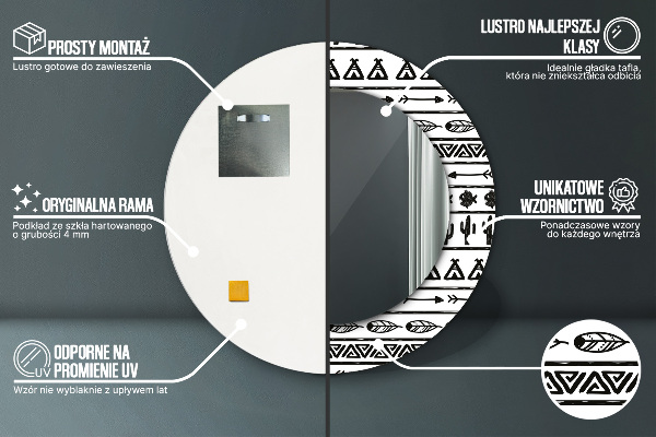 Kerek dísztükör Boho minimalista