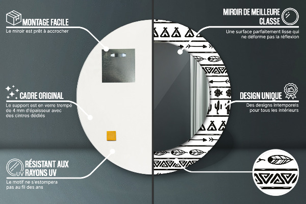 Kerek dísztükör Boho minimalista