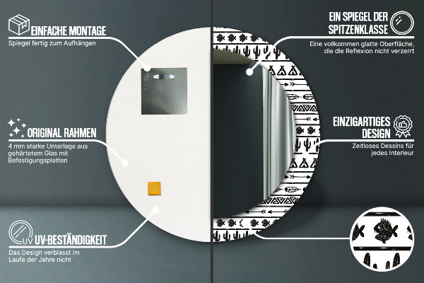 Kerek dísztükör Boho minimalista