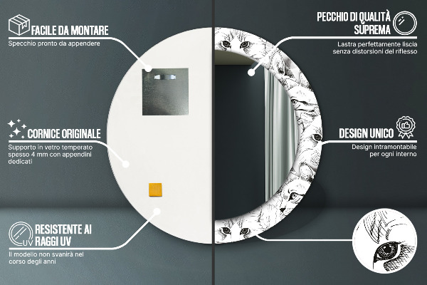 Kerek díszes tükör Háziállatok macskák