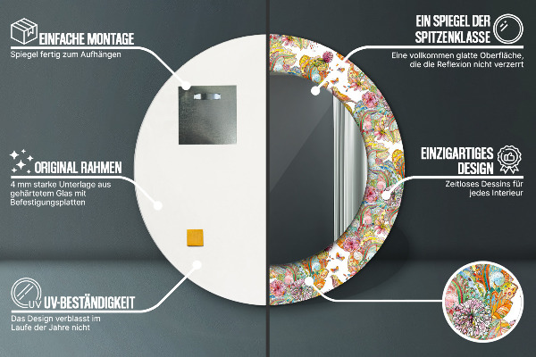 Kerek tükör keret nyomtatással Egy álom egy mesebeli földről