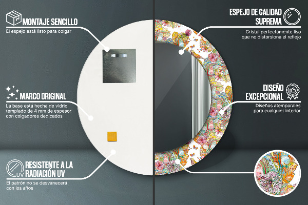 Kerek tükör keret nyomtatással Egy álom egy mesebeli földről