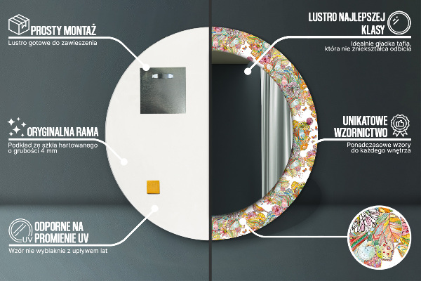 Kerek tükör keret nyomtatással Egy álom egy mesebeli földről