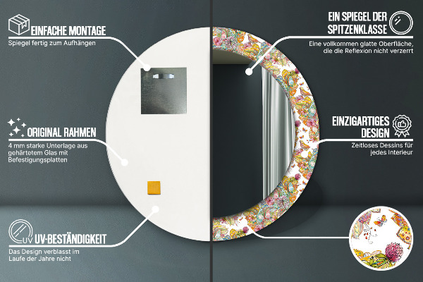 Kerek tükör keret nyomtatással Egy álom egy mesebeli földről