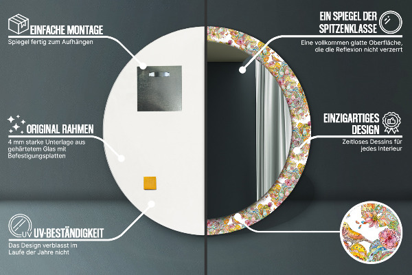 Kerek tükör keret nyomtatással Egy álom egy mesebeli földről