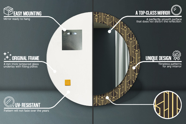 Kerek tükör nyomtatott kerettel Absztrakt