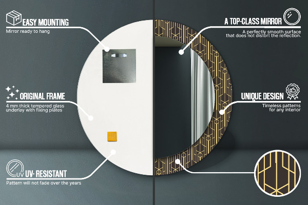 Kerek tükör nyomtatott kerettel Absztrakt