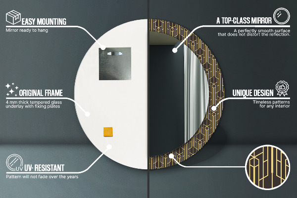 Kerek tükör nyomtatott kerettel Absztrakt