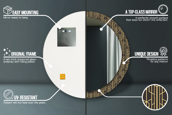 Kerek tükör nyomtatott kerettel Absztrakt