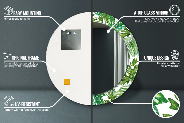 Kerek tükör fali dísz Dzsungel levelei