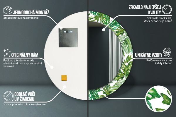 Kerek tükör fali dísz Dzsungel levelei