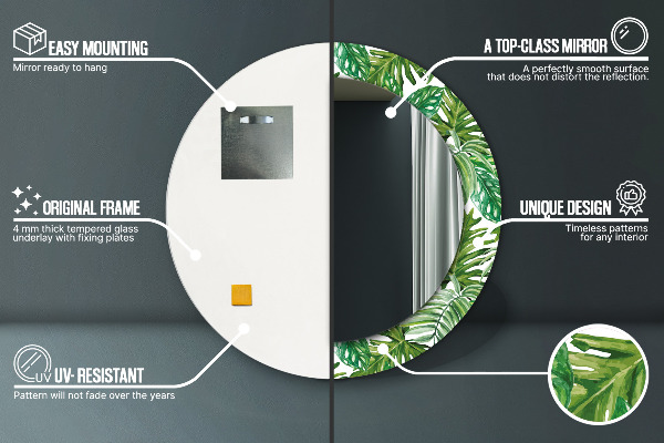 Kerek tükör fali dísz Dzsungel levelei