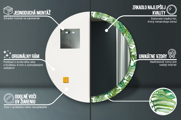Kerek tükör fali dísz Dzsungel levelei