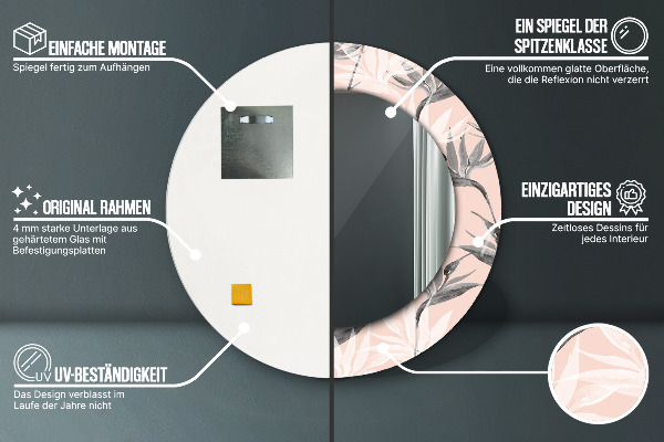 Kerek tükör díszítéssel A madarak paradicsoma