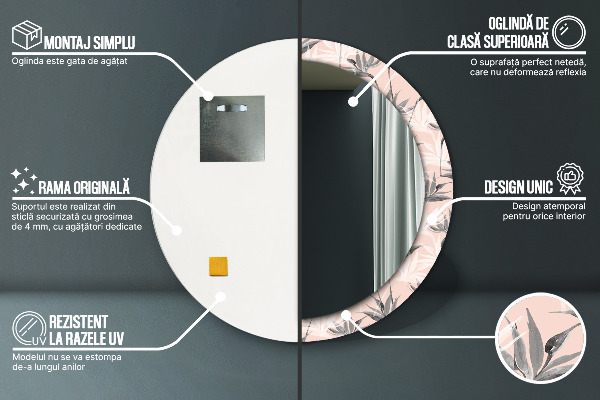 Kerek tükör díszítéssel A madarak paradicsoma