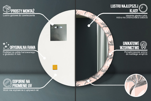Kerek tükör díszítéssel A madarak paradicsoma