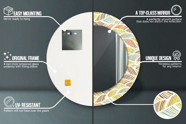 Kerek tükör keret nyomtatással Absztrakt