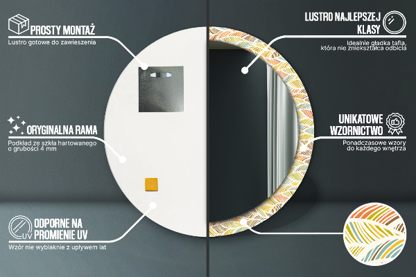 Kerek tükör keret nyomtatással Absztrakt